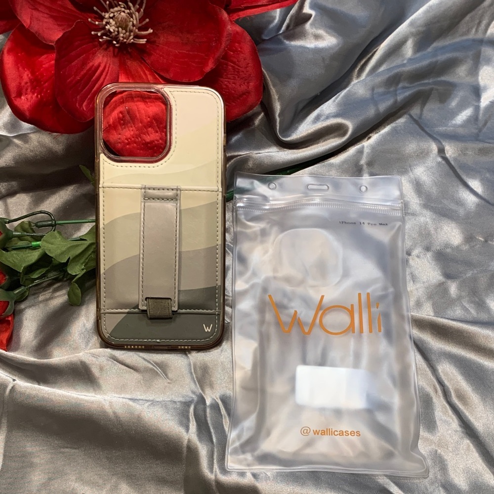 🌹Wallis • Gradient Gray & Cream Cardholder Phone Case • IPHONE 14 PRO MAX